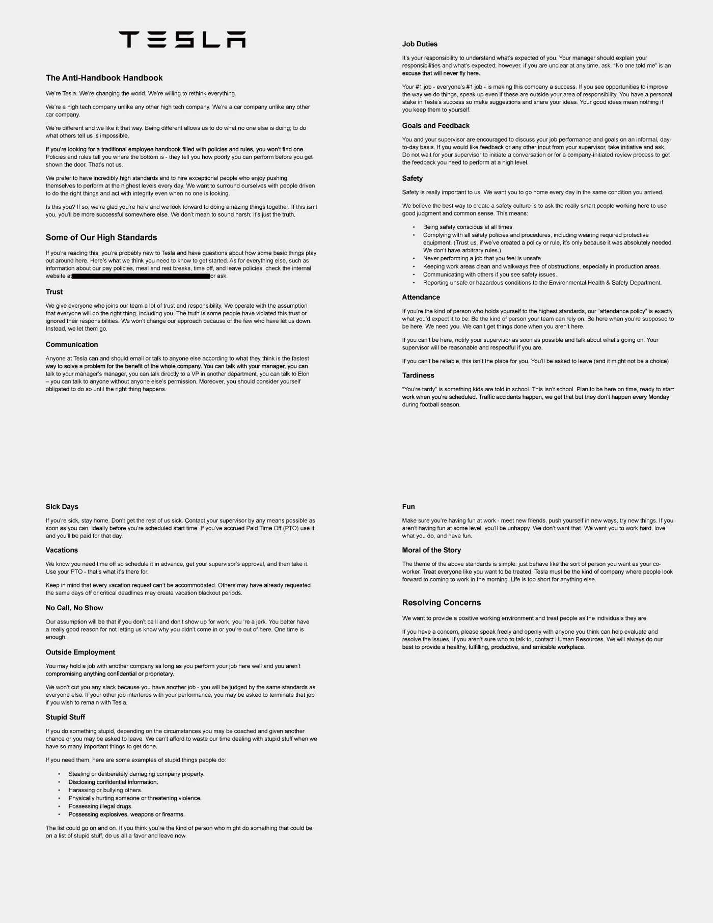 테슬라 'The Anti-Handbook Handbook'