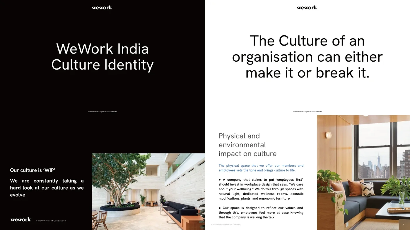 위워크 인도 'WeWork India Culture Deck 2023' 일부